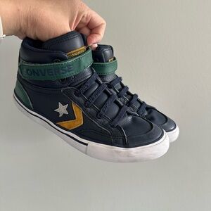 Converse Navy and Green High-Tops with Star Accent